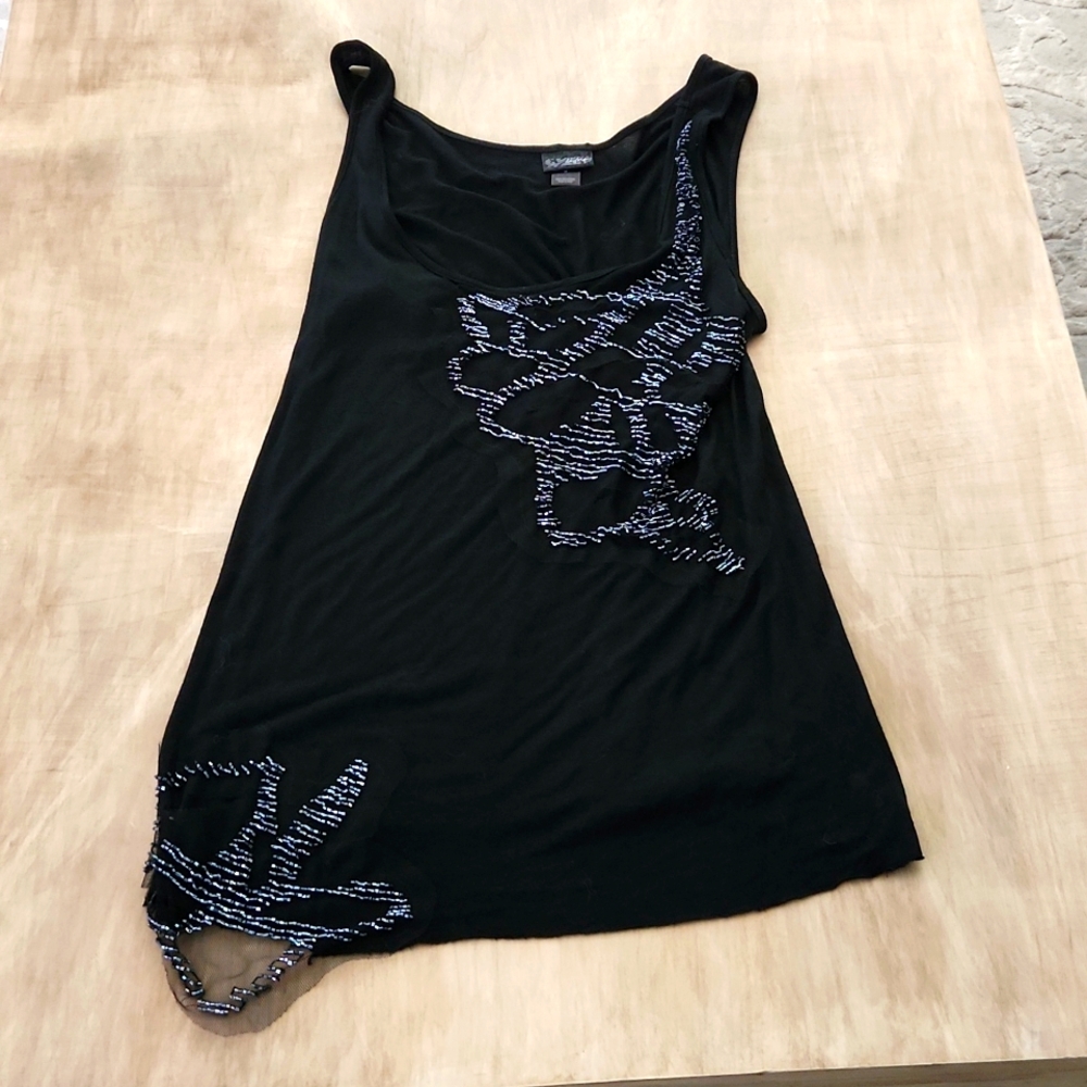 Black bead embellish sleeveless top
